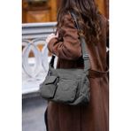 Sanmorris Unisex Srgn Kadın Suya Dayanıklı Paraşüt Kumaş Çok Gözlü Ayarlanabilir Çapraz Askılı Omuz Çantası - Koyu Gri
