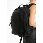Sanmorris Unisex Suya Dayanıklı Krinkıl Kumaş Çok Gözlü Büyük Boy Laptop Okul ve Sırt Çantası 3019 - Siyah