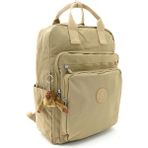 Sanmorris Unisex Suya Dayanıklı Krinkıl Kumaş Çok Gözlü Büyük Boy Laptop Okul ve Sırt Çantası - Bej