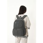 Sanmorris Unisex Suya Dayanıklı Krinkıl Kumaş Çok Gözlü Koyu Gri Laptop Okul Ve Sırt Çantası