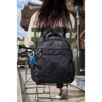 Sanmorris Unisex Suya Dayanıklı Krinkıl Kumaş Çok Gözlü Laptop Okul ve Sırt Çantası SRGN59 - Siyah Desenli
