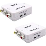 Sanning 2x VGA Av Mini Dönüştürücü Ölçekleyici Adaptör Desteği 1080P VGA2AV Dönüştürücü Pc'den Tv'ye Hd Bilgisayardan Tv'ye (Yurt Dışından) - Beyaz