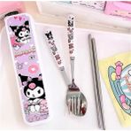 Sanrio Kuromi Cinnamoroll My Melodi Melody Chopstick Çatak Kaşık Set Noddle Çin Yemek Çubuğu Doğum Günü Hediye - Renkli