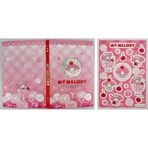 Sanrio Lisanslı My Melody Renkli Yaz Serisi Sert Kapak Kareli Sallantılı Not Defteri ve Sticker Seti – 80 Sayfa 17.4 Cm