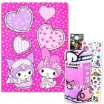 Sanrio Polar Battaniye Seti - My Melody ve Kuromi Battaniye Paketi Hello Kitty Çıkartmaları, Dövmeler, Çocuklar İçin Daha Fazlası | 114 cm x 152 cm My Melody ve Kuromi Polar Örtü