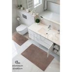 SANRUGS Home & Living 60x100cm ve 50x80cm 2'li Banyo Paspas Seti Peluş Tüylü Kaymaz Taban Yıkanabilir