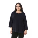 Şans Kadın Büyük Beden Lacivert Bisiklet Yakalı Sweatshirt 65N38539