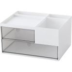 Sant Kuee 2 Çekmeceli ve 4 Bölmeli Masa Düzenleyici, Plastik Makyaj Saklama Kutusu, Vanity Organizer, Masa Düzenleyici (Yurt Dışından) - Renkli