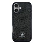 Santa Barbara Polo Racquet Club iPhone 17 Kılıf Pu Deri Timsah Tasarım Business Knight Kapak Siyah