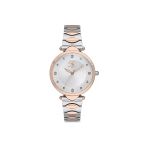 Santa Barbara Polo & Racquet Club Kadın Gümüş-Rose-Beyaz Çelik Kasa Yuvarlak Kadran Metal Kordonlu Kol Saati Quartz Mekanizma Analog E