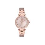 Santa Barbara Polo & Racquet Club Kadın Rose Gold-Beyaz Çelik Kasa Yuvarlak Kadran Metal Kordonlu Kol Saati Quartz Mekanizma Analog Ek