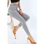 SANTA BELLA Lina Gri Skinny Jean Kadın Dar Paça Power Likra Toplarlayıcı Kot Pantolon