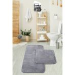 Santa Clara 80X120 + 80X50 Gri Banyo Paspas Takımı Peluş Kaymaz Taban Yıkanabilir - 2 li takım