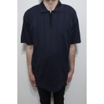 Santa Fistan Store Erkek Çizgili Spor Kesim Rahat Kalıp Polo Yaka Battal Triko T-Shirt - Lacivert - 4XL