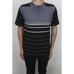Santa Fistan Store Erkek Desenli Klasik Kesim Rahat Kalıp Polo Yaka Tişört - Gri - Siyah