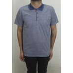 Santa Fistan Store Erkek Indigo Desenli Klasik Kesim Rahat Kalıp Tek Cepli Polo Yaka Tişört - İndigo