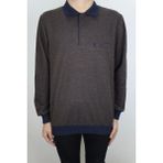Santa Fistan Store Erkek Klasik Kesim Rahat Kalıp Tek Cepli Polo Yaka Selanik Battal Kışlık Kazak - Kahverengi - 3XL