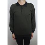 Santa Fistan Store Erkek Kuş Gözü Desenli Klasik Kesim Rahat Kalıp Polo Yaka Tek Cepli Kışlık Kazak - Haki Yeşil