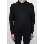 Santa Fistan Store Erkek Polo Yaka Klasik Kesim Tek Cep Çelik Örgü Kışlık Ince Yün Kazak - Siyah
