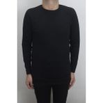 Santa Fistan Store Erkek Siyah Düz Spor Kesim Normal Kalıp Bisiklet Yaka Uzun Kollu Body - XL
