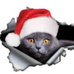 Santa şapka Komik Kedi etiket Araba Sticker 18CM,