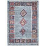 SantaCatarina Mavi Modern Geometrik Etnik Desenli Boho Makinada Yıkanabilir Hafif Hav Toz Vermez Leke Tutmaz Kaymaz Taban Dijital Makine Baskı Halı Oturma Odası Salon Yolluk Koridor Mutfak Halısı