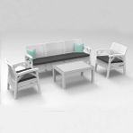 Santana Rattan 5li Bahçe Balkon Takımı ve Oturma Grubu Beyaz