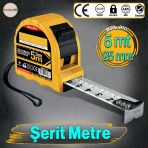 Şantiye Şerit Metre Darbeye Dayanıklı Kilitli 5 Metre X 25 Mm Oto Kilitli Mezura Ölçüm Aleti