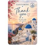 Santorini Temalı Thank You Kartı 8x5 cm | Sipariş Teşekkür Kartı | Paket Içi Not Kartı