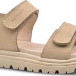 Santos Çift Cırtlı Hakiki Deri Unisex Çocuk Sandalet Bej Rengi