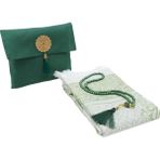 Şantuk Keseli Tafta Seccade ve Inci Vavlı Tesbih Set , Taşınabilir Namaz Seti, Hediye Seti - Zümrüt - 120 x 70 cm