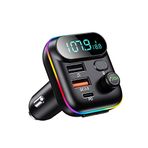Sanxup Araç için Bluetooth Adaptörü, Kablosuz FM Radyo Verici, Kablosuz Bluetooth 5.0, MP3 Müzik Çalar, QC3.0 + PD 20W USB Araç Şarj Cihazı, 7 Renk LED Arkadan Aydınlatmalı