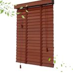 SAOGERUL Pencereler için yatay jaluzi, masif ahşaptan karartma perdeleri, yatay jaluziler, 50 mm lameller, mahremiyet için ahşap stor perdeler, panjurlar (Boyut: 130 x 200 cm)