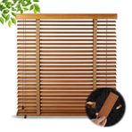SAOGERUL Yatay jaluzi, 50 mm lameller, masif ahşap jaluzi, iç mekan için karartma stor perdeleri, pencereler için ahşap jaluzi, görüş engelleyici perdeler, ısı yalıtımlı jaluziler, G × Y 90 x 130 cm