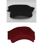 Şapkadan Unisex Uv Koruyucu Vizör Kasket Siperlik Tenis Şapka Kırmızı-Siyah Set - Standart - Siyah - Beyaz