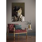 Şapkalı Aslan Kanvas Tablo – Vintage Aristokrat Aslan Portresi – Lüks ve Modern Dekoratif Duvar Tablosu – Salon, Ofis ve Erkek Odası İçin Canvas 50x75cm