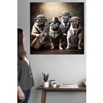 Şapkalı Grup Köpekler. Kare Kanvas Tablo. Soyut, manzara, deniz, gemi, Atatürk, Van Gogh, wall art, müzisyen, retro, dekoratif modern duvar panoları (50x50)