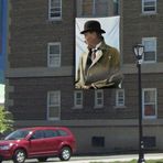 Şapkalı Sivil Gazi Mustafa Kemal Atatürk Poster Cephe Bayrağı -3x4,5 metre
