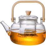 Saplı Cam Filtreli Demlik 1000 ml - Dayanıklı Cam Bitki Çayı Demlik