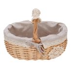 Saplı Hasır Sepet, El Dokuması Paskalya Kampı Toplantısı Için Boş Piknik Hamper Sepeti, Kolay Temizleme Için Çıkarılabilir Astar (Papatya)