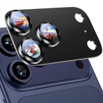 [SAPPHİRE FULL CAMERA GUARD] iPhone uyumlu Safir Kamera Lens Koruyucu [HD-AR-AF] Kılıf Dostu Metal 9H Temperli Cam Kamera Kapağı (Siyah, iPhone 17 PRO MAX)