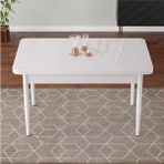 Sar Pakete Lois Beyaz 70X110 Mdf Ahşap Ayaklı Kaliteli Sabit Mutfak Masası - 112 x 72