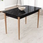 Sar Pakete Lois Siyah Mermer Desen 72X112 Mdf Ahşap Ayaklı Kaliteli Sabit Mutfak Masası - 112 x 72 - Ahşap - Siyah