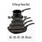 Sara 5 Parça Eko Tava Set 5’Li Çeyiz Seti Grill Omlet Sahan Sosluk Kaçerola Yumurta Tavası