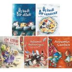 Sara Şahinkanat 5 Kitap Set / Üç Kedi Bir Dilek - Üç Kedi Bir Canavar - Babamın Battaniyesi - Annemin Çantası
