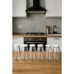 sara shoop 250 ml Şeffaf Süt, Ayran, Limonata, Meşrubat Cam ŞişesPlastik Kapaklı 6 Adet Boş Şişe