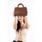 saraci leather craft Deri Kadın El Ve Omuz Çantası, Ayarlanabilir Askılı Orta Boy Hakiki Deri Taba Renk Kadın Çantası