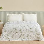 Sarah Anderson Çift Kişilik Yatak Örtüsü %100 Polyester Yeşil Çiçek Desenli Yumuşak Doku - Renkli - 200 x 220 cm