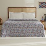 Sarah Anderson Pablo Çift Kişilik Yatak Örtüsü İndigo Çiçekli Polyester Kumaş 200 x 220 cm