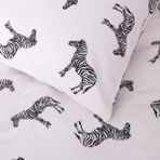 Sarah Anderson Zebra %100 Pamuk 200x200 cm Çift Kişilik Beyaz Siyah Nevresim Yastık Seti